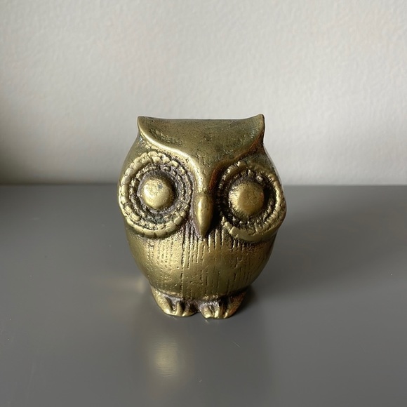 N/A Other - Vintage Small Brass Owl Shelf Decor Paper Weight